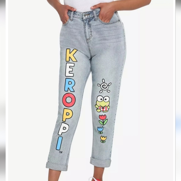 Sanrio Denim - Keroppi Graphic Women's Jeans - Light Blue